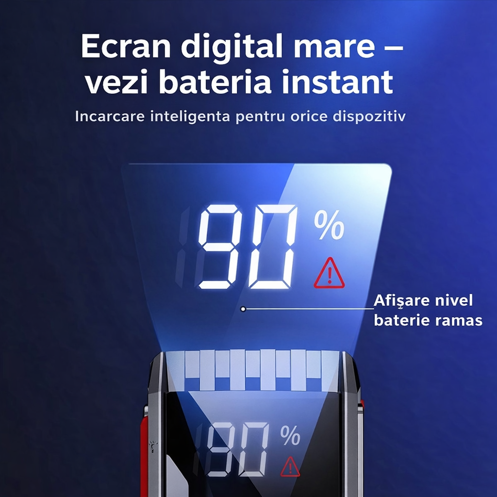 Starter auto 6000mAh power bank 12V cu lanterna LED