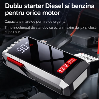 Starter auto 6000mAh power bank 12V cu lanterna LED