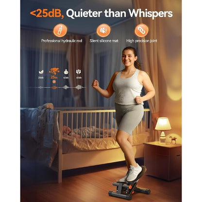 Mini Stepper Hidraulic pentru Fitness Acasă cu Benzi de Rezistență și Monitor LCD, Negru