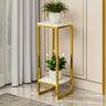 Suport ornamente - flori 2 niveluri metal auriu blat tip marmura 75x30 cm