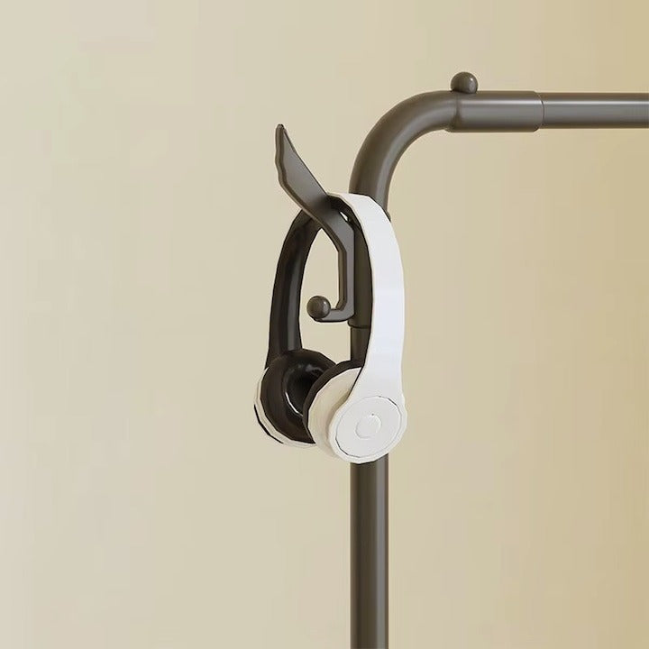 Suport Haine Suspendat Metalic cu Poliță Pantofi și Cârlige Laterale, 164x137x26 cm, Negru