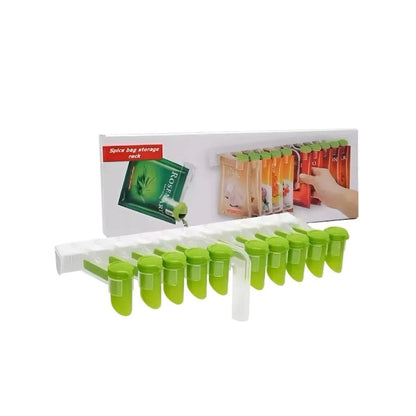 Cleme pentru plicuri de condimente 10 bucăți cu suport suspendabil – Organizare practică bucătărie