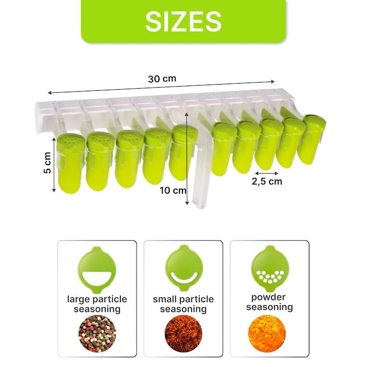 Cleme pentru plicuri de condimente 10 bucăți cu suport suspendabil – Organizare practică bucătărie