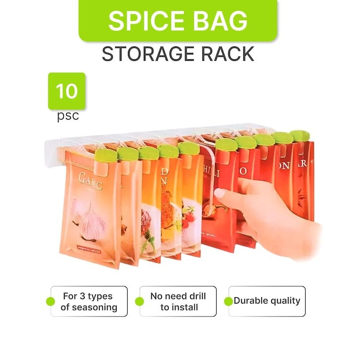 Cleme pentru plicuri de condimente 10 bucăți cu suport suspendabil – Organizare practică bucătărie