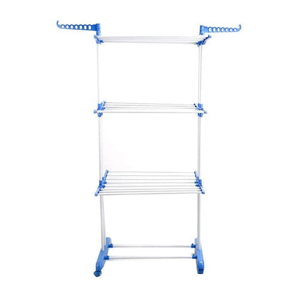 Suport/Uscător Rufe 3 Niveluri cu Roți și Blocare, Pliabil, 20kg, Albastru