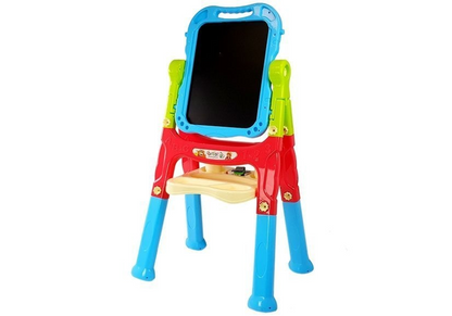 Tabla Magnetica Dubla pentru Copii, Alba si Neagra, Rotire 360°, 48 Accesorii, Reglabila pe Inaltime
