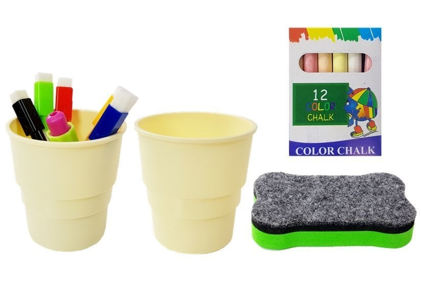 Tabla Magnetica Dubla pentru Copii, Alba si Neagra, Rotire 360°, 48 Accesorii, Reglabila pe Inaltime