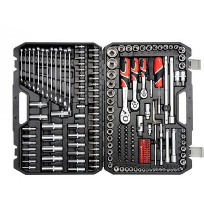 Trusă Chei Tubulare & Chei Fixe 216 Piese din Oțel Cr-V – Profesională, Completă, cu Clichet