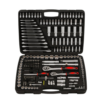 Trusă Chei Tubulare & Chei Fixe 216 Piese din Oțel Cr-V – Profesională, Completă, cu Clichet