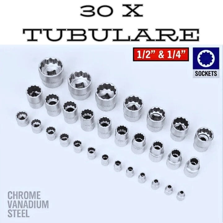 Set trusă scule profesionale – 108 piese, tubulare cromate, oțel crom-vanadiu