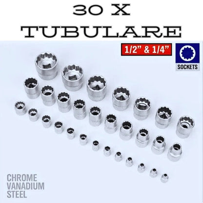 Set trusă scule profesionale – 108 piese, tubulare cromate, oțel crom-vanadiu