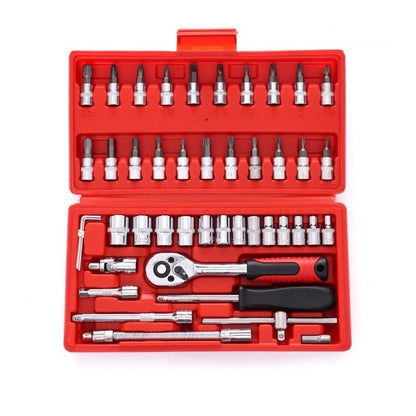 Trusa profesionala scule, 46 piese, chei tubulare, otel crom-vanadiu
