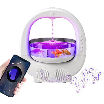 Umidificator 6 in 1 cu bol decorativ boxa Bluetooth lumina RGB 700ml - Cadoul Ideal