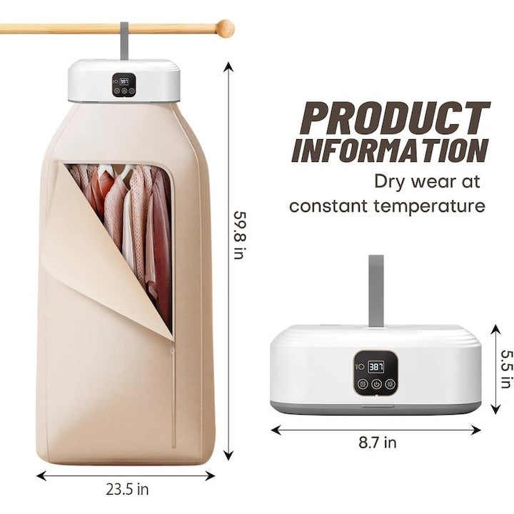 Uscător de rufe electric portabil 600W – pliabil, fără găurire, ideal călătorii
