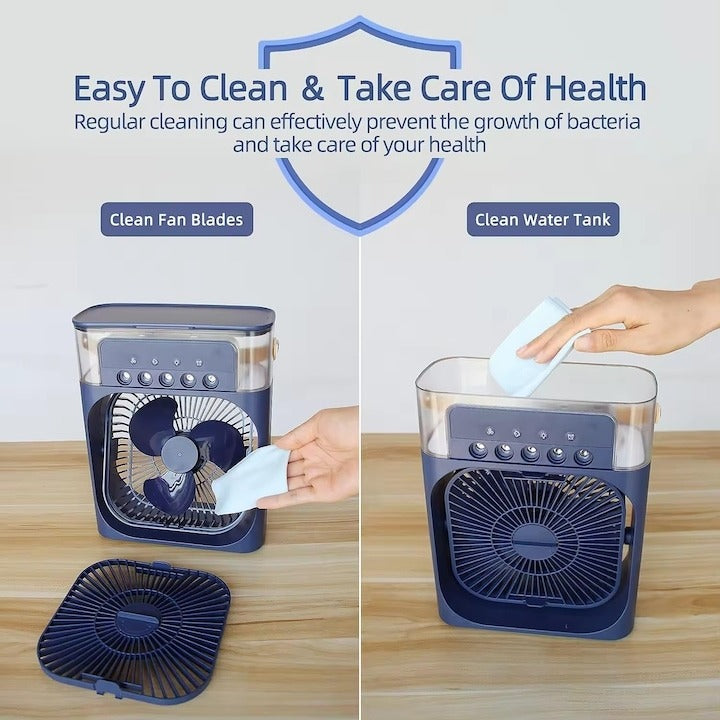 Ventilator portabil cu rezervor apă 600ml – vaporizare, ventilație și umidificare